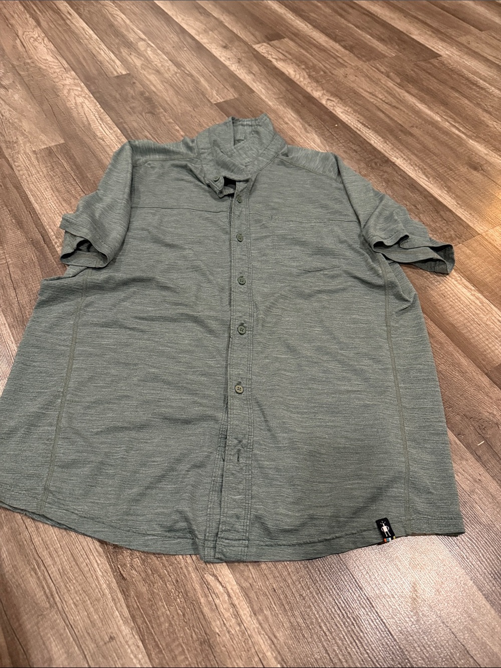 Smartwool Heathered Sage Green Short Sleeve Button Shirt